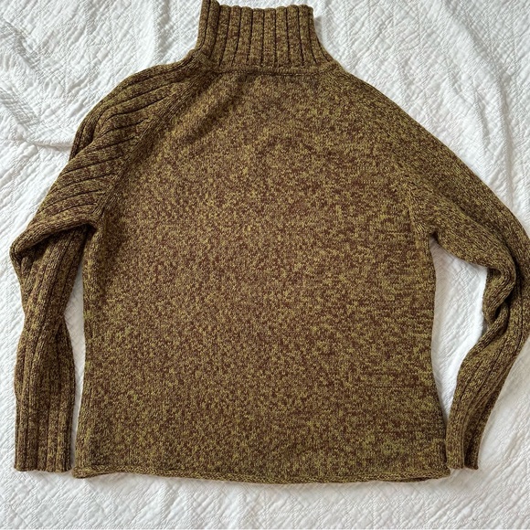 Mock neck brown green knit sweater 100% cotton ribbed knit gorpcore granola - Picture 5 of 5